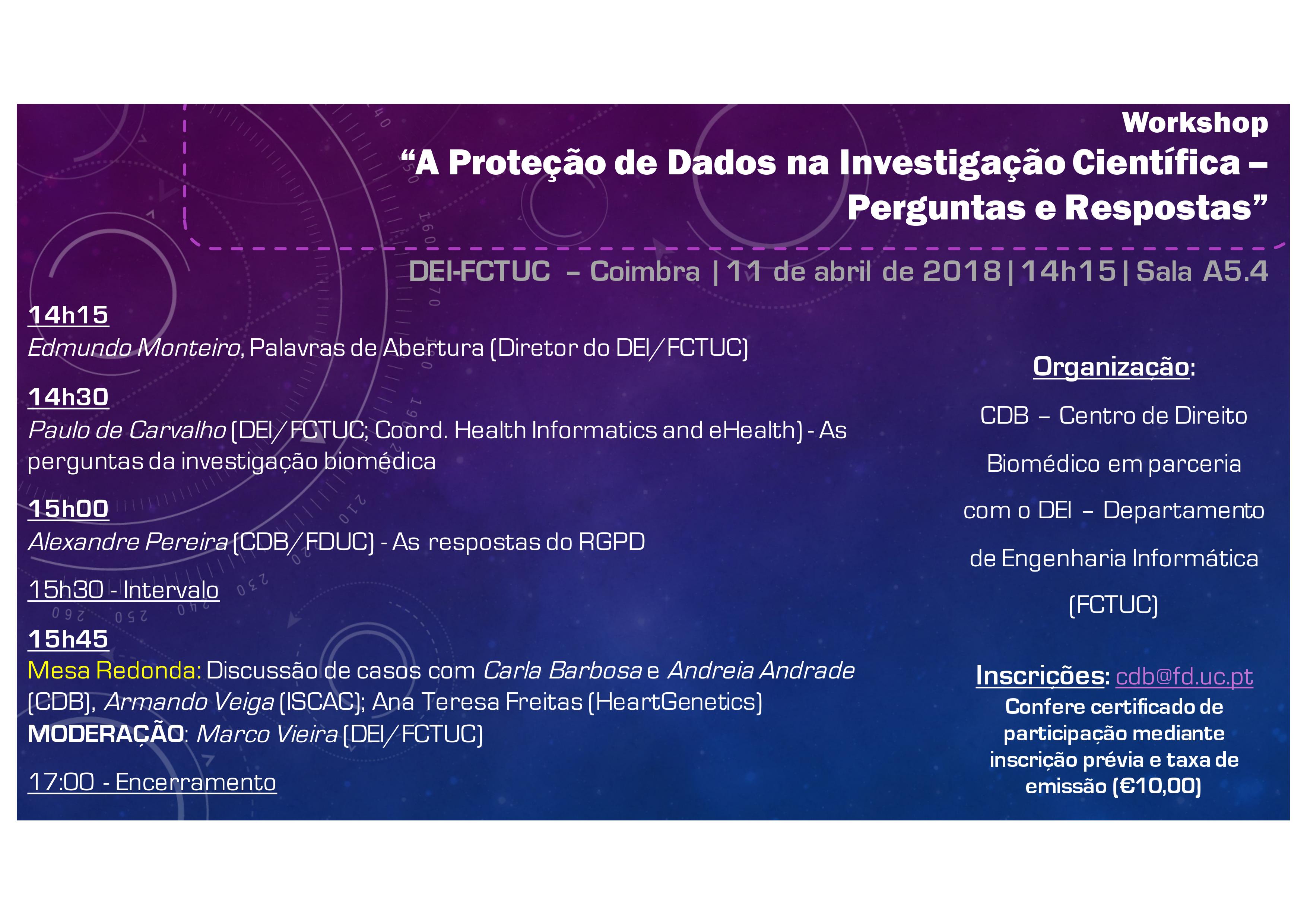 Workshop | “A Proteção de Dados na Investigação Científica - Perguntas e Respostas”